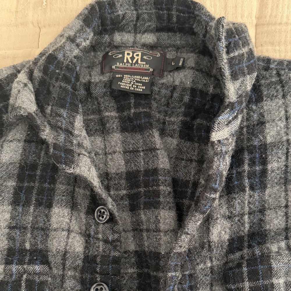 RRL 100% Wool Plaid Button-Up Shirt